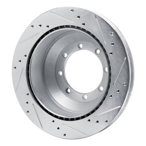 Ford E-350 Super Duty Brake Rotor (1) - Rear Left - R1 Concepts - Drilled & Slotted - Silver - `08-`19